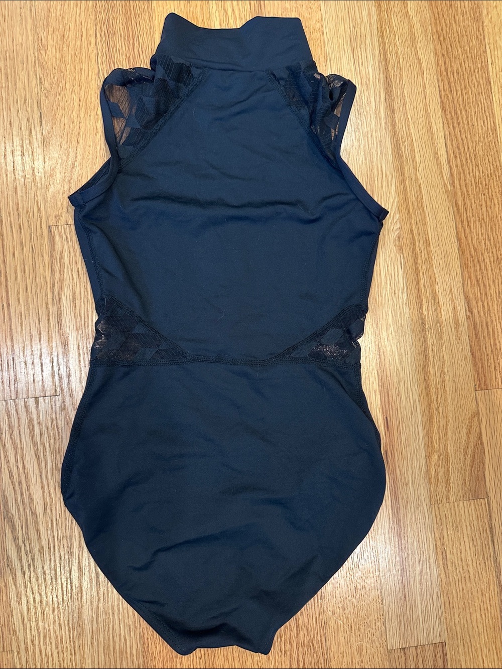 Black Mesh-Detail Sleeveless Bodysuit